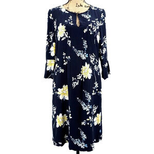 LAURA ASHLEY‎ Dress Women 6 Floral Bloom Long Sleeve Zipper Pockets Lined Modest